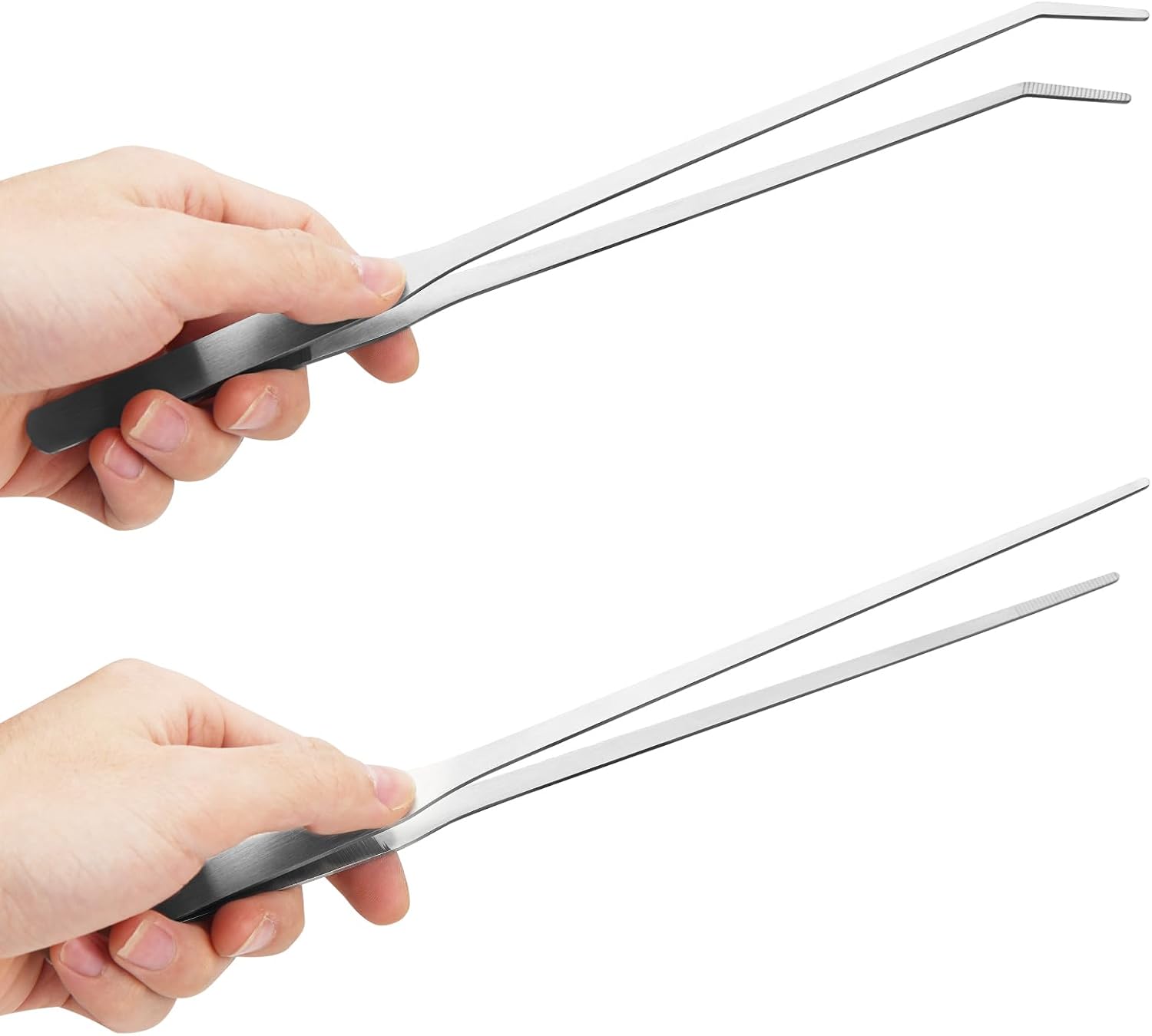 Fri4Free 2PCS 10.6" Stainless Steel Aquarium & Reptile Feeding Tweezers | Straight & Curved Tips, Extra Long, For Lizards Snakes Bearded Dragon, Plant, Aquascape Terrarium Tank Tools,Accessories