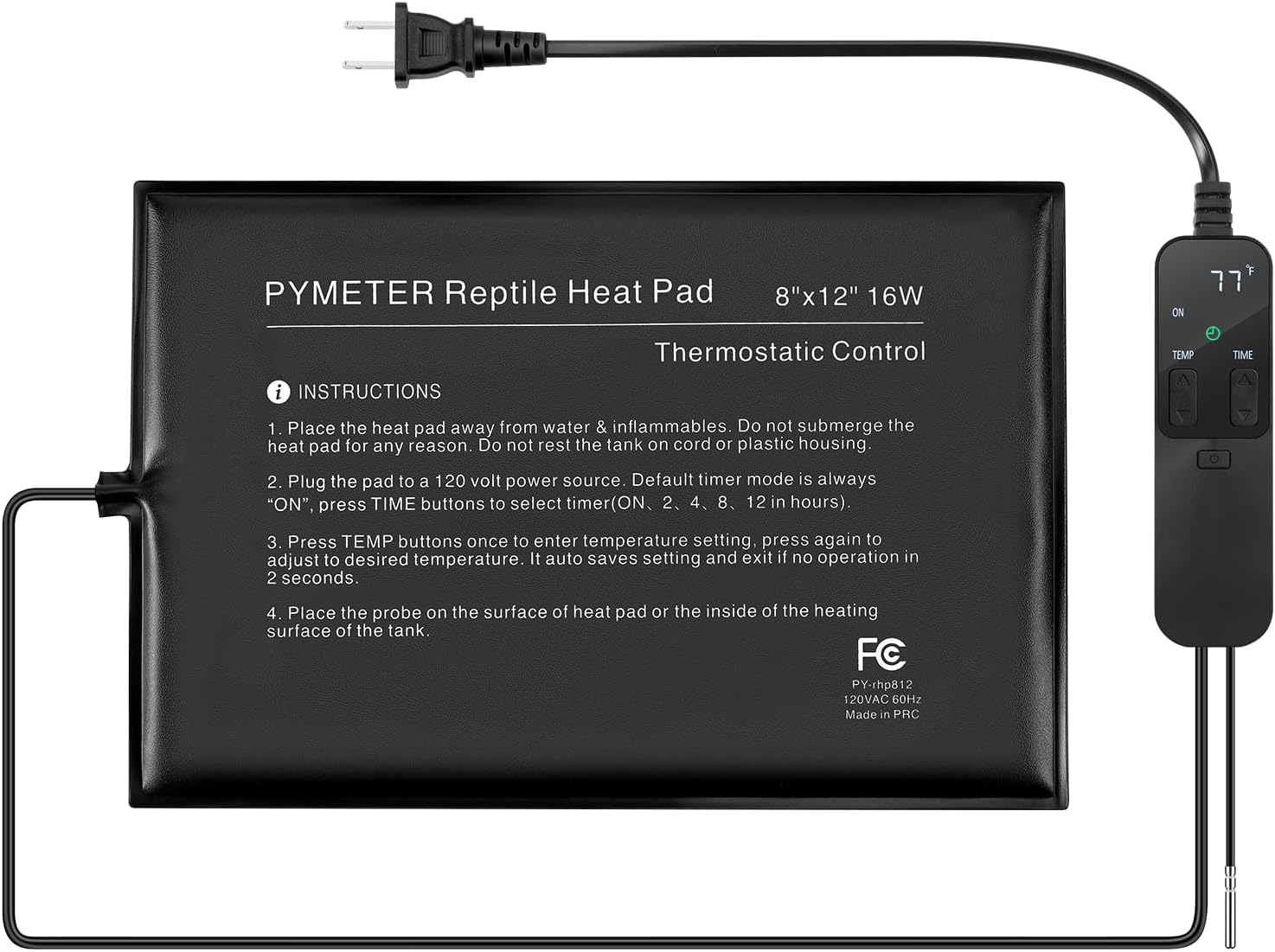 Reptile Heating Pad with PID Thermostat & Timer, 8”x12” Under Tank Heater for Hermit Crab, Snake, Turtle, Lizard, Frog, Spider and Other Reptiles Reptile Heating Pad with PID Thermostat & Timer, 8”x12” Under Tank Heater for Hermit Crab, Snake, Turtle, Lizard, Frog, Spider and Other Reptiles - Image 1